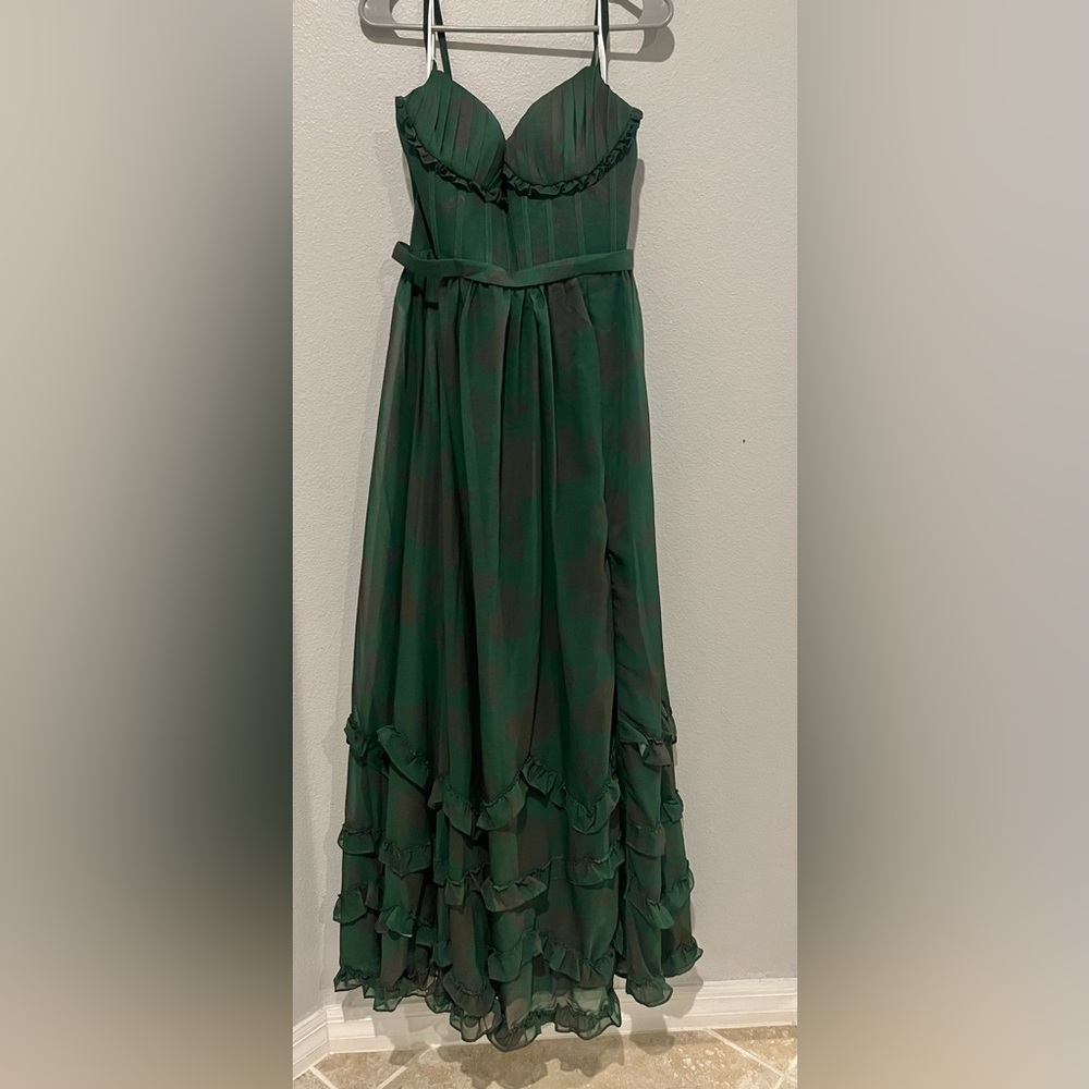 Elegant Green Floral Maxi Dress Sz 8 - Picture 7 of 8